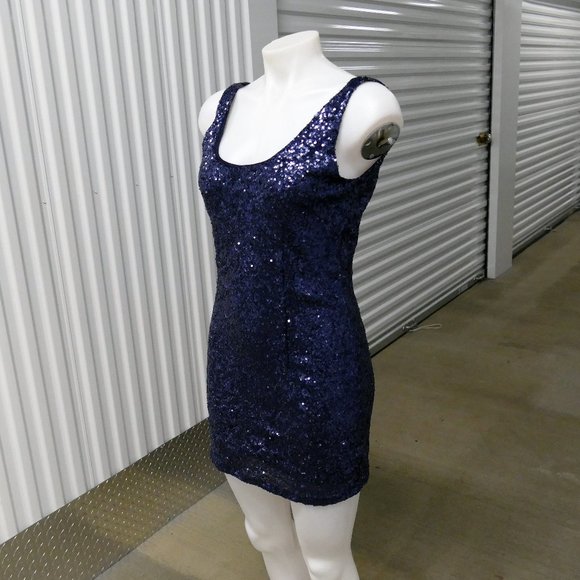 Tobi Blue Sequin Bodycon Mini Dress sz M - Picture 9 of 12